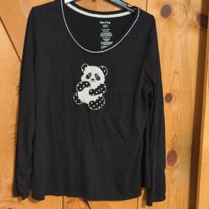 White Stag Black Pajama Top with Panda Design